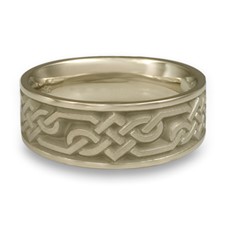 Wide Lattice Wedding Ring in 18K White Gold