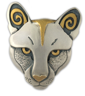 Mountain Lion pendant with silver and fair trade gold by Reflective Jewelry