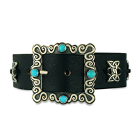  One of a Kind Concho Leather Bracelet in Sterling Silver