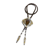  Rainy Night Song One of a Kind Bolo Tie with Australian Boulder Opal in Two Tone
