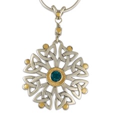 Arbor Dangle Pendant in 14K Yellow Gold Design w Sterling Silver Base