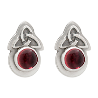 Aria Round Earrings With Gems in Sterling Silver in Garnet
