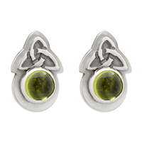 Aria Round Earrings With Gems in Sterling Silver in Peridot