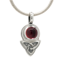 Aria Round Pendant With Gem In Sterling Silver in Garnet