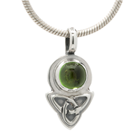 Aria Round Pendant With Gem In Sterling Silver in Peridot