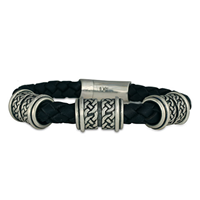 Arturo Leather Bracelet 8mm in Sterling Silver