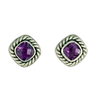 Athena Earrings with Gem Silver in Amethyst