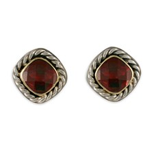 Athena Earrings with Gem in Garnet