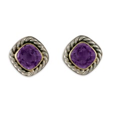 Athena Earrings with Gem in Amethyst