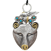 Bear and Hummingbird Pendant in Two Tone