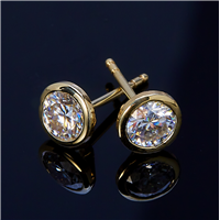 Bezel Stud Earrings 6 5mm in 14K Yellow Gold