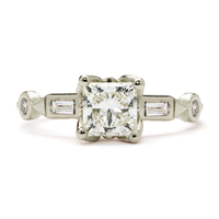 Bijou Engagement Ring with Princess Diamond in 14K White Gold