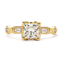 Bijou Engagement Ring with Princess Diamond in 14K Yellow Gold