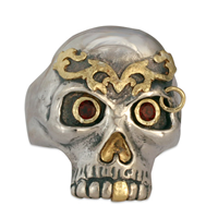 Bjorn s Skull Ring in 18K Yellow Gold Design w Sterling Silver Base