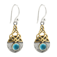 Blue Moon Two Tone Earrings in Swiss Blue Topaz