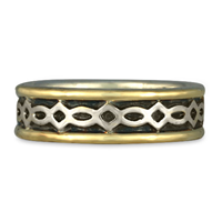 Bordered Felicity Wedding Ring in Sterling Silver Center & Base w 14K Yellow Gold Borders