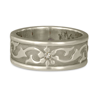Bordered Persephone Wedding Ring with Gems in 14K White Gold