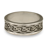 Bordered Petra Wedding Ring in Sterling Silver