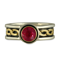 Bordered Rope Engagement Ring in Ruby