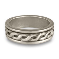 Bordered Rope Wedding Ring in Sterling Silver