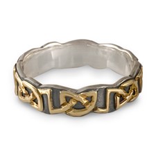 Borderless Heart Wedding Ring in 18K Yellow Gold Design w Sterling Silver Base