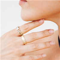 Borderless Persephone Wedding Ring with Gems in 14K White Gold Base w 18K Yellow Gold Center