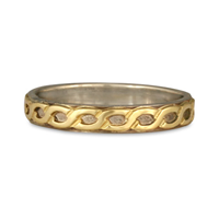 Borderless Rope Wedding Ring Straight in 14K White Gold Base w 18K Yellow Gold Center