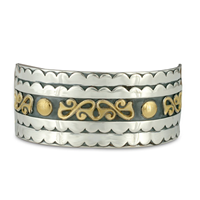 Bridget Cuff Bracelet in 14K Yellow Gold Design w Sterling Silver Base