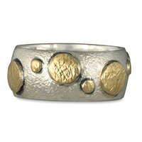 Bubble Ring in 14K Yellow Gold Design w Sterling Silver Base