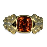 Cascade Ring with Zircon in 14K White Gold Base w 18K Yellow Gold Center