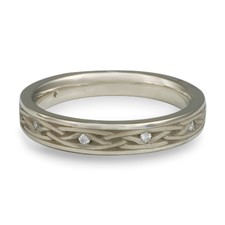 Celtic Arches Wedding Ring with Gems in 14K White Gold