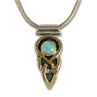 Ceres Pendant with Opal in 14K Yellow Gold Design w Sterling Silver Base
