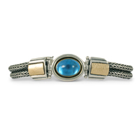 Classico Bracelet with Gem in 14K Yellow Gold Design w Sterling Silver Base