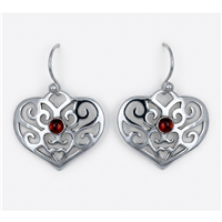 Collette s Heart Earrings with Gem in Sterling Silver