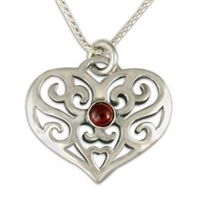 Collette s Heart Pendant with Gem in Garnet