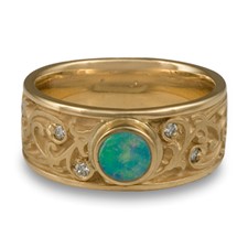 Continuous Garden Gate Wedding Ring with Opal in 14K Yellow Gold