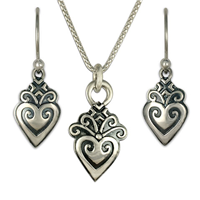 Corazonita Earrings and Pendant Set in Sterling Silver