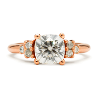 Cushion Cluster Engagement Ring in 14K Rose Gold