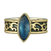 Davina Moonstone Ring in 14K Yellow Gold Design w Sterling Silver Base