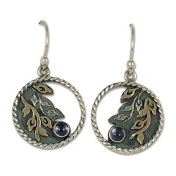 Dawn Earrings in 14K Yellow Gold Design w Sterling Silver Base