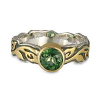 Demantoid Garnet Flores Ring in Two Tone