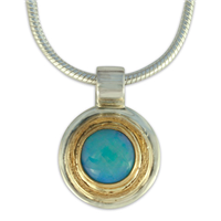 Dione Pendant with Opal in 14K Yellow Gold Design w Sterling Silver Base