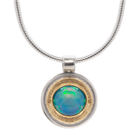 Dione Pendant with Opal in 14K Yellow Gold Design w Sterling Silver Base