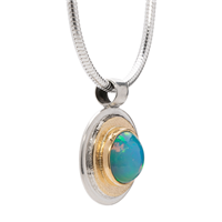 Dione Pendant with Opal in 14K Yellow Gold Design w Sterling Silver Base