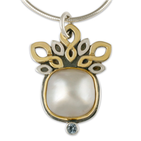 Diva Mabe Pendant in 14K Yellow Gold Design w Sterling Silver Base