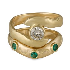 Donegal Twin Bridal Ring Set in 14K Yellow Gold