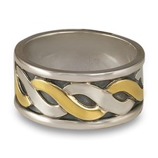 Donegal Wedding Ring in 14K Yellow Gold Design w Sterling Silver Base
