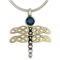 Dragonfly Pendant in London Blue Topaz