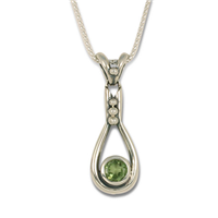 Droplet Pendant with Gem in Peridot