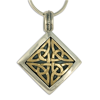 Dublin Pendant in 14K Yellow Gold Design w Sterling Silver Base